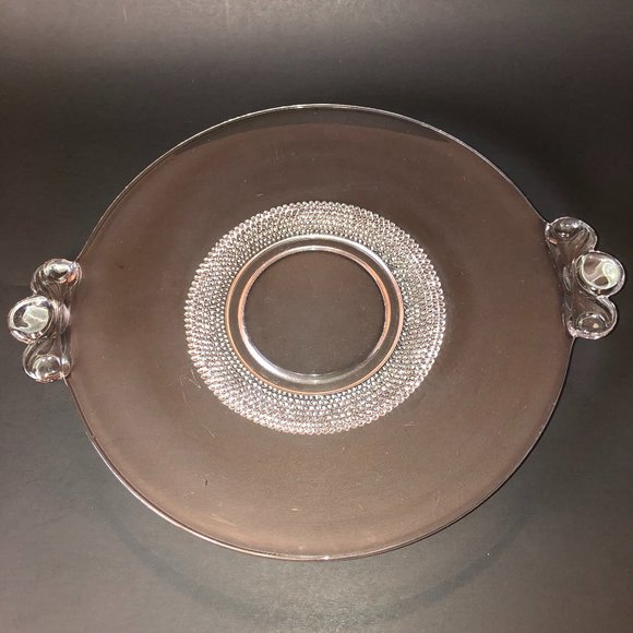 Vtg Duncan & Miller Teardrop Clear Glass Plate Platter 13-3/8" 2-Handled Handles - Picture 1 of 9